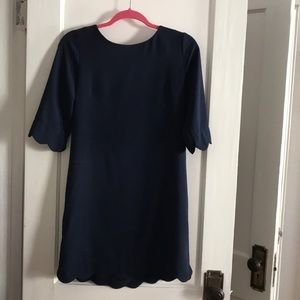 Navy blue scallop trimmed dress